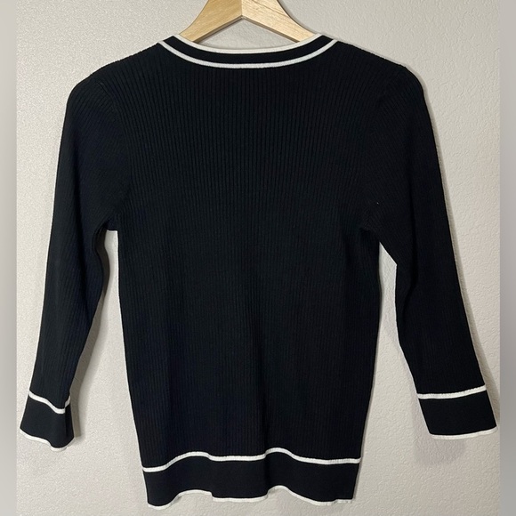 Talbots V-Neck Bow Front Ribbed Top Medium Petite - Picture 5 of 9